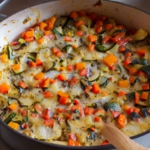 One pot vegetable with grilled cheese