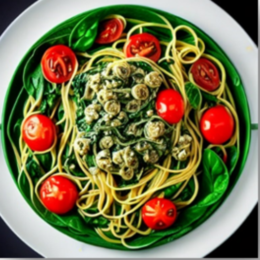 Spinach linguine with tomatoes