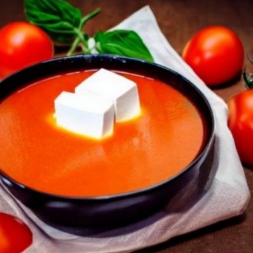sopa de tomate con mozzarella